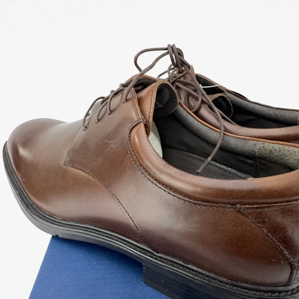 Nunn Bush Maury Brown Leather Plain Toe Oxford Shoes Mens‎ 12M NIB